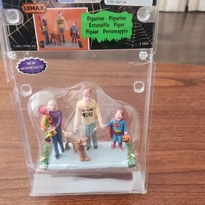 Lemax Halloween Family Figurine with Pumpkin and Superhero